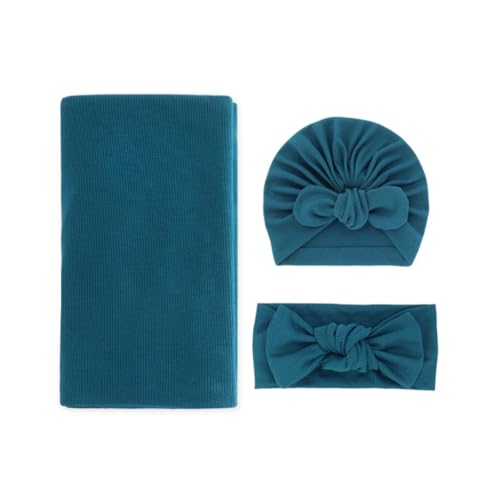 GMBYLBY 3 x atmungsaktive Baby-Wickelmütze, Haarband, Babydecke, Kinderwagen mit Kopfbedeckung und Turban-Hut, 3 Stück von GMBYLBY
