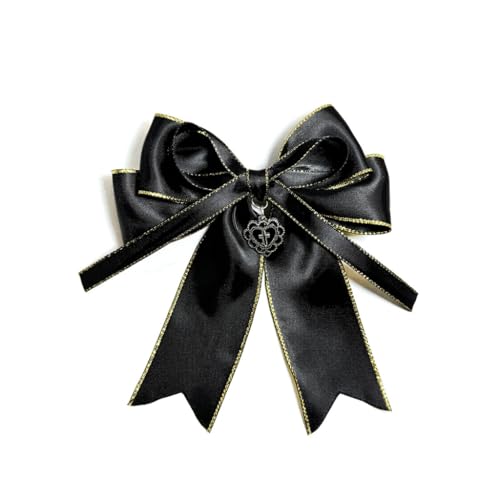 GMBYLBY Aufwändige Haarnadel Große Schleife Haarspange Schwarz Elegant 2000er Stil Schleife Bündel Kopfschmuck Sweet Balletcore von GMBYLBY