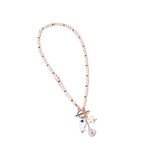 GMBYLBY Benutzerfreundliche Keramikperlen-Halskette mit Meereslebewesen in mehreren Farbkombinationen für Trendsetter, blauer und weißer Schmuck, Einheitsgröße, Wie beschrieben, Wie beschrieben von GMBYLBY