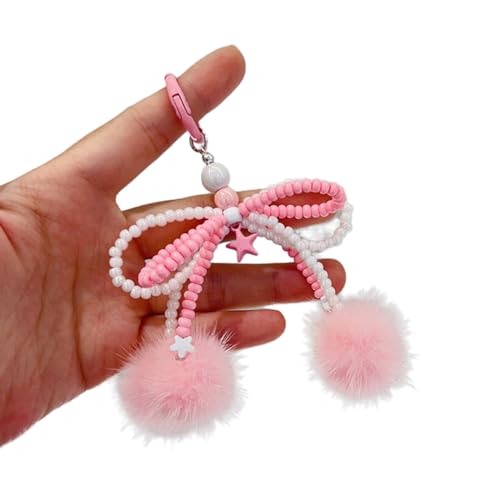 GMBYLBY Bowknot Plüsch Ball Anhänger Telefonhalle Lanyard Mode Taschenschlüsselketten Rucksack Rucksack Charme Autos Dekoration Kette Tasche Anhänger Charme Dekoration von GMBYLBY