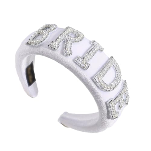 GMBYLBY Braut-Stirnband für Brautparty, Junggesellinnenabschied, künstliche Perlen, Haarreif, elegantes Stirnband, Karneval, Party, Kopfschmuck von GMBYLBY