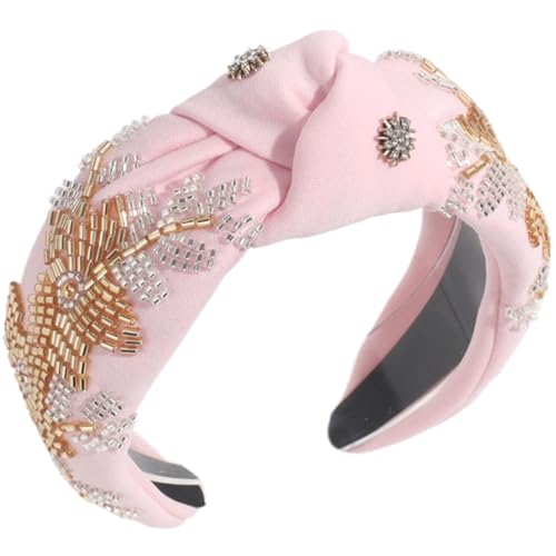 GMBYLBY Breites geknotetes Stirnband für Damen, französische Strasssteine, Nieten, Turban-Stirnband, Mädchen, lässiges Haarband für Damen von GMBYLBY