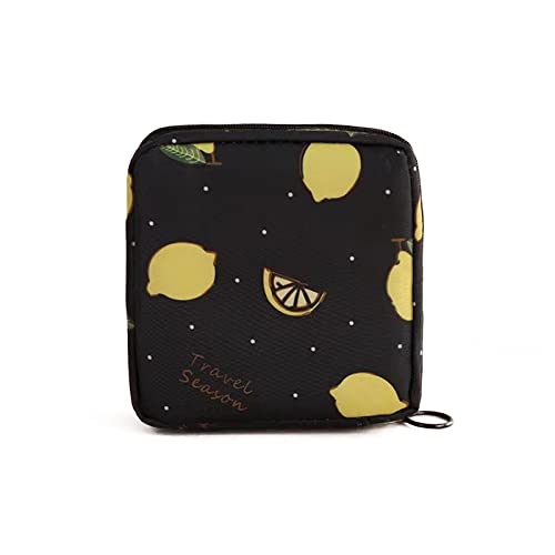GMBYLBY Damenbinden Aufbewahrungsbeutel Periode Bag Pad Taschen Schule Sanitär für Mädchen, Schwarze Zitrone von GMBYLBY