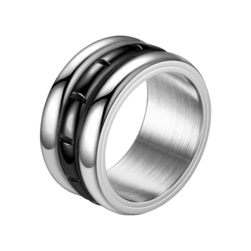GMBYLBY Einfache drei Ringe, drehbar, geometrisch, Edelstahl, Stressabbau, modernes Fingerzubehör, M, Titanstahl, Kein Edelstein von GMBYLBY