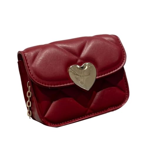 GMBYLBY Elegante gesteppte Umhängetasche mit Kettenriemen, trendige Damen-Umhängetasche, PU-Leder, Umhängetasche für Reisen oder, Rot R, Medium GMBYLBY Elegante gesteppte Umhängetasche mit Kettenriemen, trendige Damen-Umhängetasche, PU-Leder, Umhängetasche für Reisen oder, Rot R, Medium von GMBYLBY