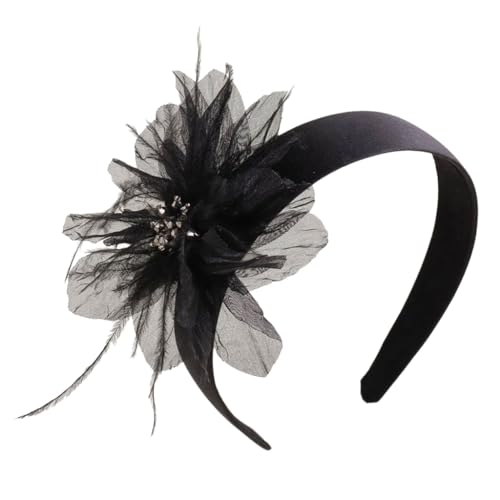 GMBYLBY Eleganter Fascinator mit Perlen, Federn, handgefertigt, Haar-Accessoires für Frauen, gefiederter Kopfschmuck, 1920er-Jahre-Kunst von GMBYLBY