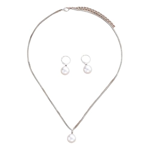 GMBYLBY Elegantes Perlen-Schmuck-Set für Damen, Halskette mit Anhänger, stilvolle Ohrringe, geeignet für Hochzeiten und formelle Anlässe, M, Metall, Kein edelstein von GMBYLBY