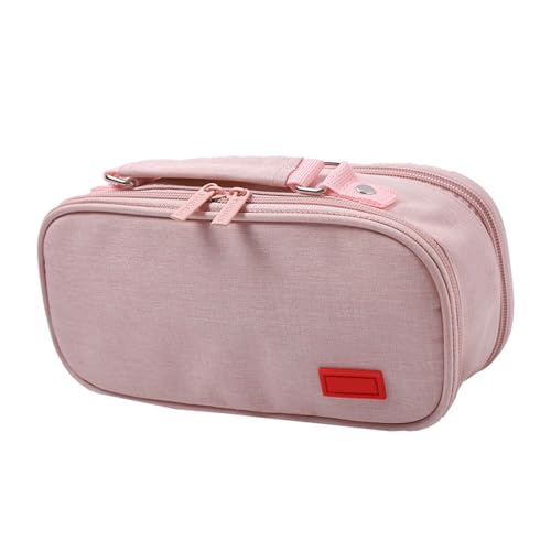 GMBYLBY Federmäppchen mit großem Fassungsvermögen, mit Griff, 5 Fächer, Segeltuch, Reise-Make-up-Tragetasche für Schule, Büro, multifunktionale Stoffbox, e, A von GMBYLBY