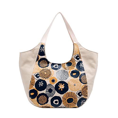 GMBYLBY Frauen Blumendruck Umhängetasche Große Kapazität Handtasche Ladies Shopper Mode Canvas Tte Schüler Lässig Große Kapazität Leinwand Handtasche Für Frauen Blumendruck Schulter Tote von GMBYLBY