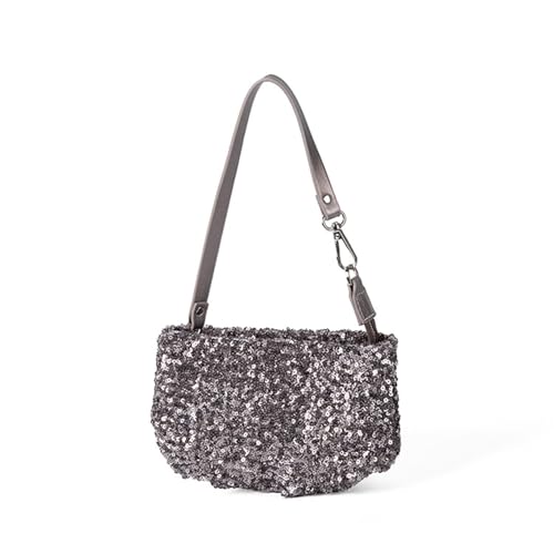 GMBYLBY Funkelnde Clutches Geldbörse Glitzer Abendtasche Pailletten Hochzeit Handtasche für Frauen Mädchen Kette Crossbody Schultertaschen Geschenk Funkelnde Abendhandtasche, grau-silber von GMBYLBY