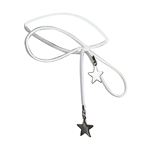 GMBYLBY Goth Korean Stoff Choker Fünf Punkte Sternhalskette Für Frauen Elegante Gewebekleidekettenverstellbares Kettenschmuck Gewebter Kugellbogenkette Halskette Geknotet von GMBYLBY