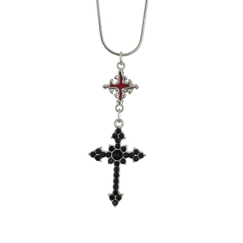 GMBYLBY Gothic Cross Anhänger Halskette Religiöser Schmuck Halshoch Legierungsmaterial Schlangenknochenkette Für Frau Mädchen Kreuz von GMBYLBY