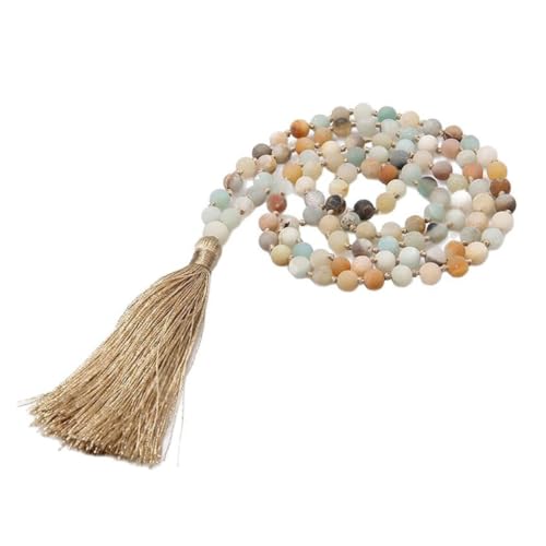 GMBYLBY Halskette mit 108 Gebetsperlen, lange Quasten, Achtsamkeitsschmuck für Männer oder Frauen, M, Perlen aus Legierung und Polyester, Kein Edelstein von GMBYLBY