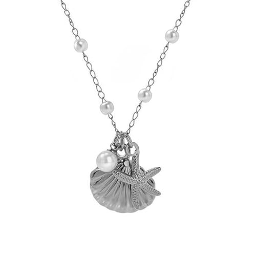 GMBYLBY Halskette mit Seestern und Muscheln, trendiger Damen-Schmuckanhänger für jugendliche S, M, Titanstahl, Kein Edelstein von GMBYLBY