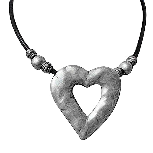 GMBYLBY Herz Charmelegierung Perlen Anhänger Halskette Kunst Retro Heckchain Fashion Persönlichkeit Temperament Männer Frauen Halskettenhals Hals Schmuck Geschenk Für Sie Ihn von GMBYLBY