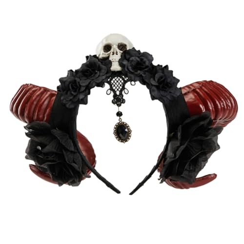 GMBYLBY Hexenhorn dunkle Spitze Kopfbedeckung Party Stirnbänder Teufelshorn Animation Haarreifen für Live-Show Rollenspiele von GMBYLBY