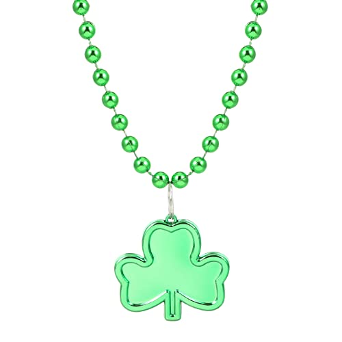 GMBYLBY Irish Shamrock Perlen Halsketten Irische Tag Paraden Halskette Glücksgrasstrang Schmuck Patricks Day Kostüme Accessoires Shamrock Halskette Charme Für Frauen Männer Plastik Plastik von GMBYLBY