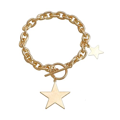 GMBYLBY Korean Stern Fünf Punkte Halskette Nische Einfache Hip Hop Schlangeblattkette Frauen Armbänder Halskette Verblasst Nicht Fünffache Halsketten Für Frauen von GMBYLBY