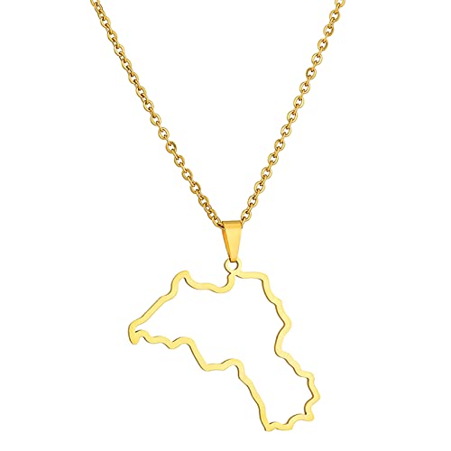GMBYLBY Kurdistan Karte Geformte Anhänger Halskette Trendy Country Territory Halskette Unisex Frauen Männer Silber/Gold Nahen Osten Anhänger von GMBYLBY