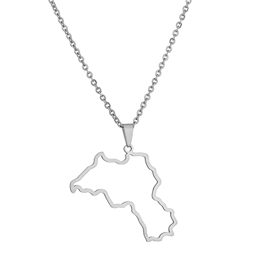 GMBYLBY Kurdistan Karte Geformte Anhänger Halskette Trendy Country Territory Halskette Unisex Frauen Männer Silber/Gold Nahen Osten Anhänger von GMBYLBY