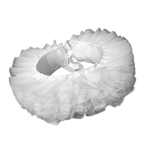 GMBYLBY Layered Tulle Faux Kragen Mit Bandkrawatte Verschluss Masch Hals Ruff Clown Choker Für Frauen Kleid Kostümzubehör Frauen Tüll Fake Kragen von GMBYLBY