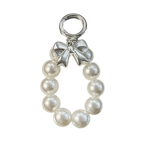 GMBYLBY Mode Künstliche Perle Bowknot Hoop Schlüsselbeutel Pendannt Schlüsselring Charme Accessoire Holiday Geschenk Für Frauen von GMBYLBY