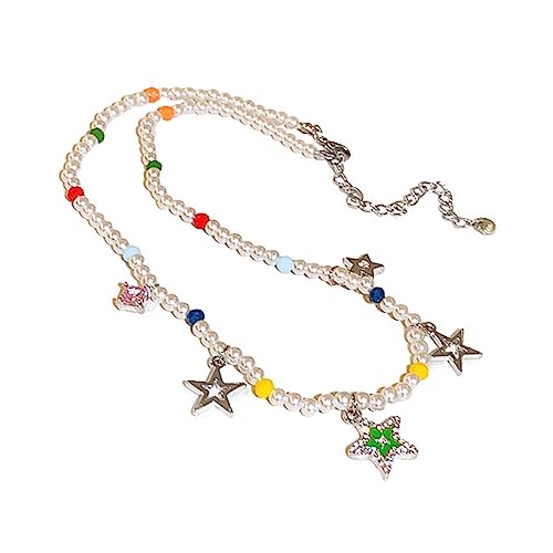 GMBYLBY Modekragen Halskette Star Anhänger Halskette Punk Imitation Pearl Y2K CHOKER Kette Statement Schmuck Schlüsselbein Kette Punk Choker Halsketten Für Frauen Männer Schmuckzubehör von GMBYLBY