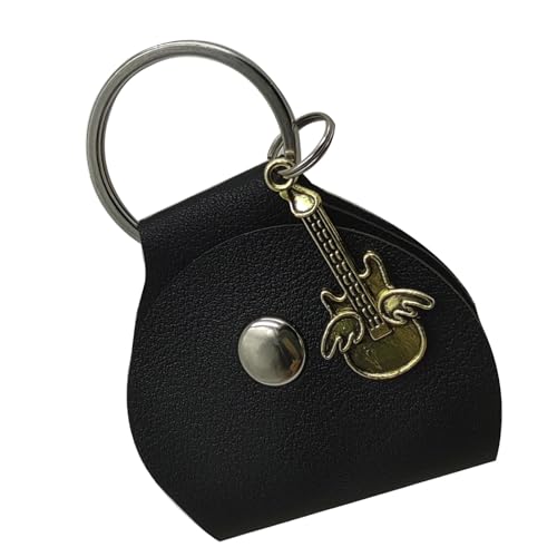 GMBYLBY Modischer Gitarrenplektren-Organizer, Aufbewahrungstasche, Zubehörtasche, Werkzeugtasche, PU-Textur für Plektren, multifunktionale Aufbewahrungstasche für Gitarrenplektren, Schwarz , Golden von GMBYLBY