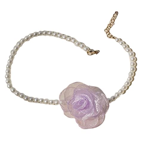 GMBYLBY Perle Choker Camellia Choker Rose Halskette Spitze Schlangeblatt Kette Perlen Halskette Goth von GMBYLBY