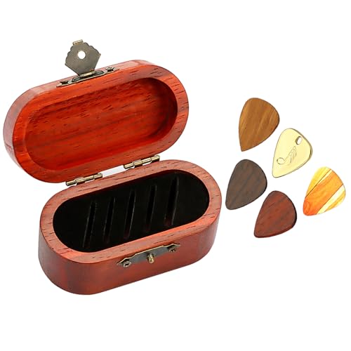 GMBYLBY Pick Auswahl Gitarre Pick Lagerung Halter Organizer Plectrums Container mit 5 Auswahlmöglichkeiten Gitarristen, Rosewood von GMBYLBY