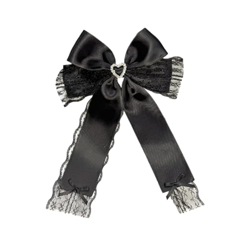 GMBYLBY Prinzessin Spitze Haarnadel Große Schleifen Haarspange Schwarz Elegante Spitze Schleifen Bündel Kopfbedeckung Sweet Balletcore von GMBYLBY