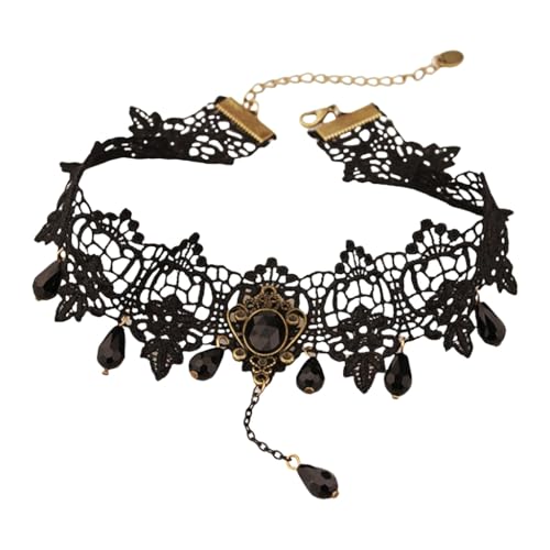 GMBYLBY Punk schwarze Spitze Choker Halskette für Damen Teenager Schlüsselbein Cosplay Kostüm und Alltag von GMBYLBY