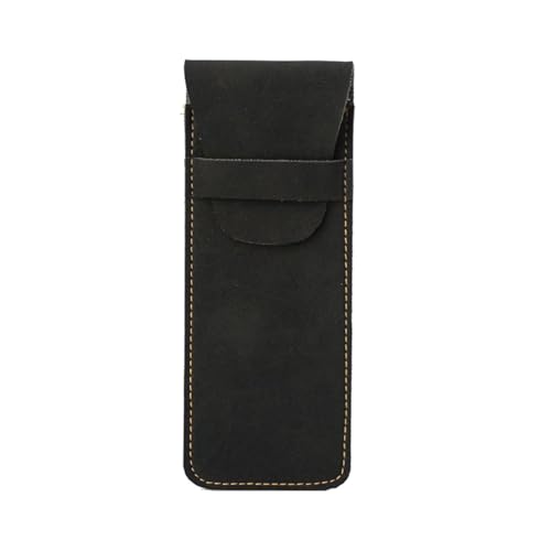 GMBYLBY Retro-Schüler-Federmäppchen für die Organisation von Stiften, Scheren, Kunstwerkzeugen – Leder, Schule, Büro, Zubehör, Retro-Tasche, Box, einfacher Stift, Schule, Bürobedarf, Schwarz von GMBYLBY