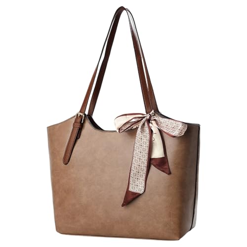 GMBYLBY Retro-Umhängetasche mit Schleifen, Schal, Dekoration, geräumige Bürotasche, lässige Achseltasche, stilvolle Unterarm-Geldbörse für Damen, Alltags-Schultertasche, khaki, Einheitsgröße von GMBYLBY