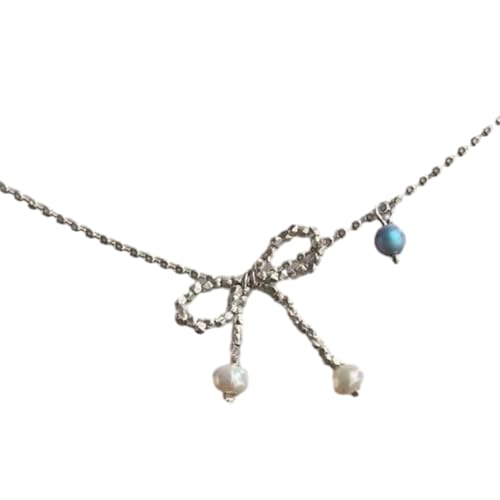 GMBYLBY Stilvolle Bogenknoten Halskette Langlebige Anhänger Halskette Legierung Elegante Kette Halshalshalsschmuck Geschenk Für Frauen Mädchen Mode Schlüsselbein von GMBYLBY
