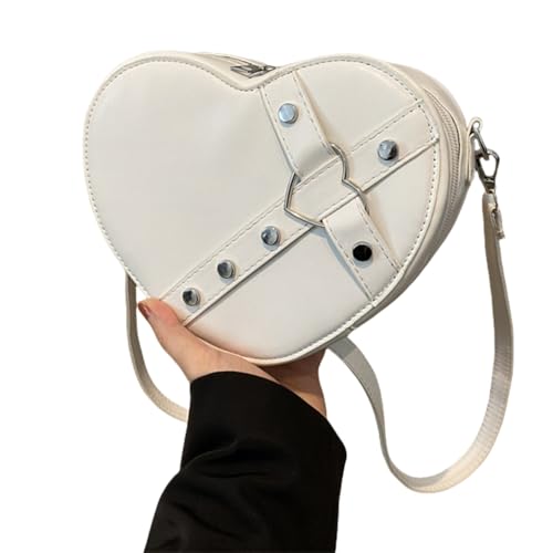 GMBYLBY Stilvolle Damen-Umhängetasche, Handy-Umhängetasche, modisch, herzförmig, Messenger für den täglichen Gebrauch, Weiß W, Medium GMBYLBY Stilvolle Damen-Umhängetasche, Handy-Umhängetasche, modisch, herzförmig, Messenger für den täglichen Gebrauch, Weiß W, Medium von GMBYLBY