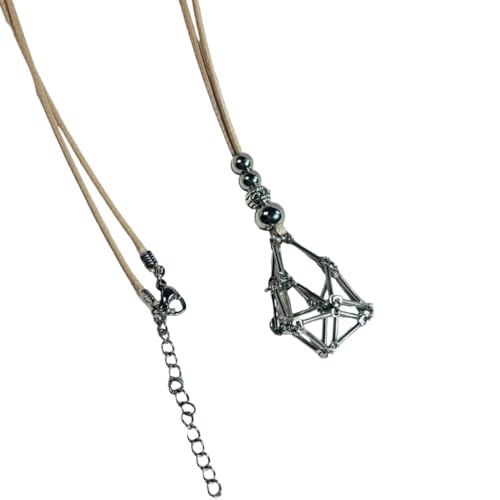 GMBYLBY Stilvolle Halskette mit Metallnetz-Anhänger, natürliche Edelsteine, Kristallkäfig-Halskette mit verstellbarer Kette, M, Metall, Kein Edelstein von GMBYLBY