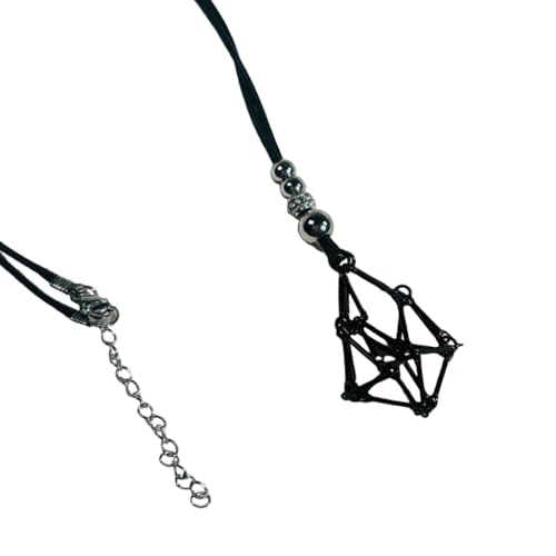 GMBYLBY Stilvolle Halskette mit Metallnetz-Anhänger, natürliche Edelsteine, Kristallkäfig-Halskette mit verstellbarer Kette, M, Metall, Kein Edelstein von GMBYLBY
