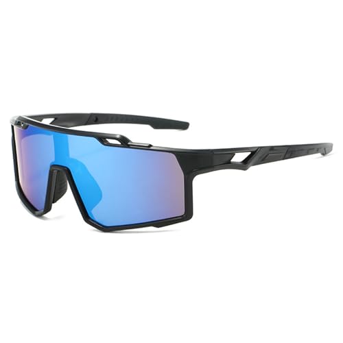 GMBYLBY Stilvolle Unisex-Sonnenbrille für Strand- und Bergabenteuer, Schutzbrille, farbige Gläser, Outdoor-Sport-Sonnenbrille, Schwarzer Rahmen, Eisblau, Einheitsgröße von GMBYLBY
