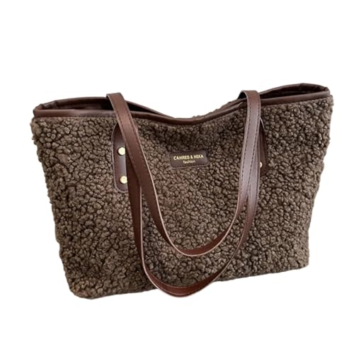 GMBYLBY Stilvolle und praktische Pendler-Schultertasche mit Plüsch-Unterarmtaschen, Einkaufstasche für Büro und Freizeit, Reisen, stilvolle Pendlertasche, Kaffeebraun, Einheitsgröße von GMBYLBY