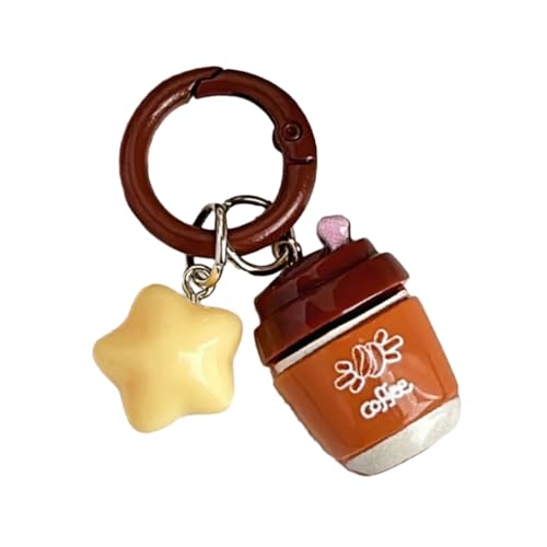 GMBYLBY Stilvoller Stern-Kaffee-Schlüsselanhänger aus Harz und Eisen, hängende Ornamente, Dekorationen für Taschen und Schlüssel, Cup E, M von GMBYLBY