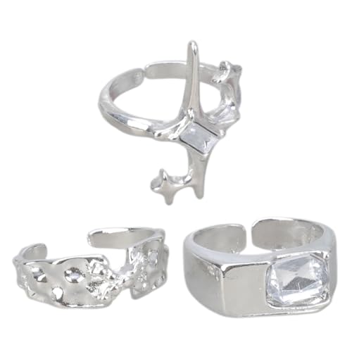 GMBYLBY Stilvoller Zirkon Stern gemustertes Paar Ringe Set Designs für trendige Paare, die Wert auf Romantik und Trend legere, M, Metall, Kein Edelstein von GMBYLBY