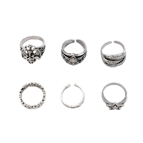 GMBYLBY Stylisches Totenkopf-Ring-Set, Gothic-/Punk-Design, Legierung, Textur, geeignet für Mode-Enthusiasten, M, Metall, Kein Edelstein von GMBYLBY