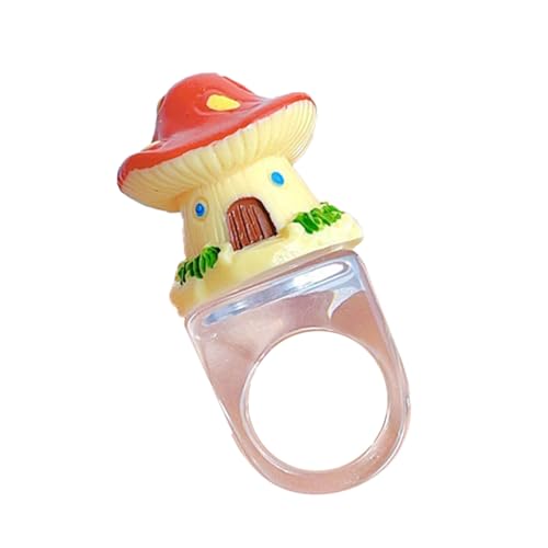 GMBYLBY Süße Rote Pilzhaus Hausharzringe Modische Acryl Cartoon Fingerringe Accessoires Für Mädchen Und Kinderharzschmuck GMBYLBY Süße Rote Pilzhaus Hausharzringe Modische Acryl Cartoon Fingerringe Accessoires Für Mädchen Und Kinderharzschmuck von GMBYLBY