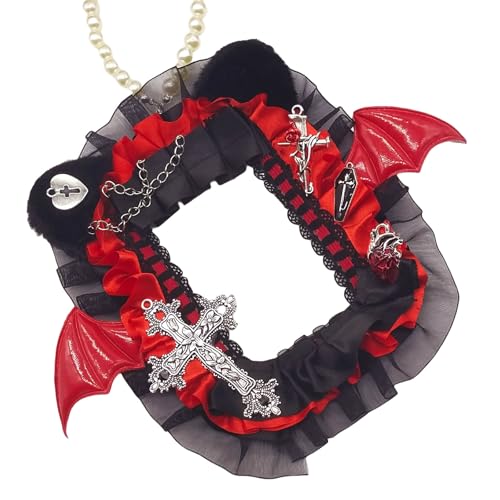 GMBYLBY Teufels Fledermausflügel Fotokartenhalter Mit Kettenanhänger Fledermausflügel Fotokartenetui Taschenanhänger Schlüsselanhänger Dekoration Für Frauen von GMBYLBY