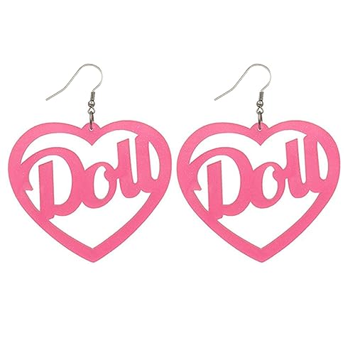 GMBYLBY Übertriebener Und Niedlicher Herz Ohrring Doll Buchstaben Ohrring Ohrhoch Hoop Schmuck Leichtes Ohrring von GMBYLBY