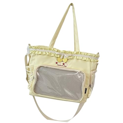 GMBYLBY Umhängetasche mit großem Fassungsvermögen für Anstecknadeln, schöne Itabag gerüschte Spitzenschleifen, Schulkuriere, gerüschte Spitzenschleifen, Crossbody, großes Fassungsvermögen, Ita von GMBYLBY
