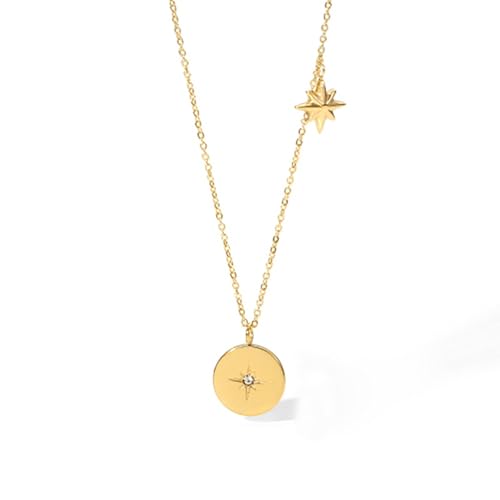GMBYLBY Unisex-Halskette aus Metall mit Zirkonia, verstellbare Schlüsselbeinkette, Edelstahl, Halskette mit Anhänger für Mode, M, Edelstahl, Kein Edelstein von GMBYLBY