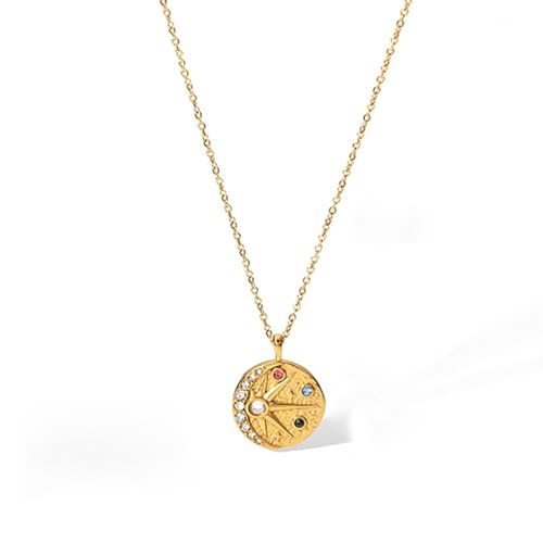 GMBYLBY Unisex-Halskette aus Metall mit Zirkonia, verstellbare Schlüsselbeinkette, Edelstahl, Halskette mit Anhänger für Mode, M, Edelstahl, Kein Edelstein von GMBYLBY