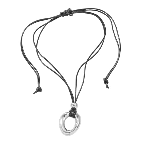 GMBYLBY Unregelmäßiger Kreis Anhänger Halskette Verstellbarer Dachzug Halskette Mode Choker Schmuck Schlüsselblatt Kettenkragen Unregelmäßiger Kreis Anhänger Fashion Statement Statement von GMBYLBY